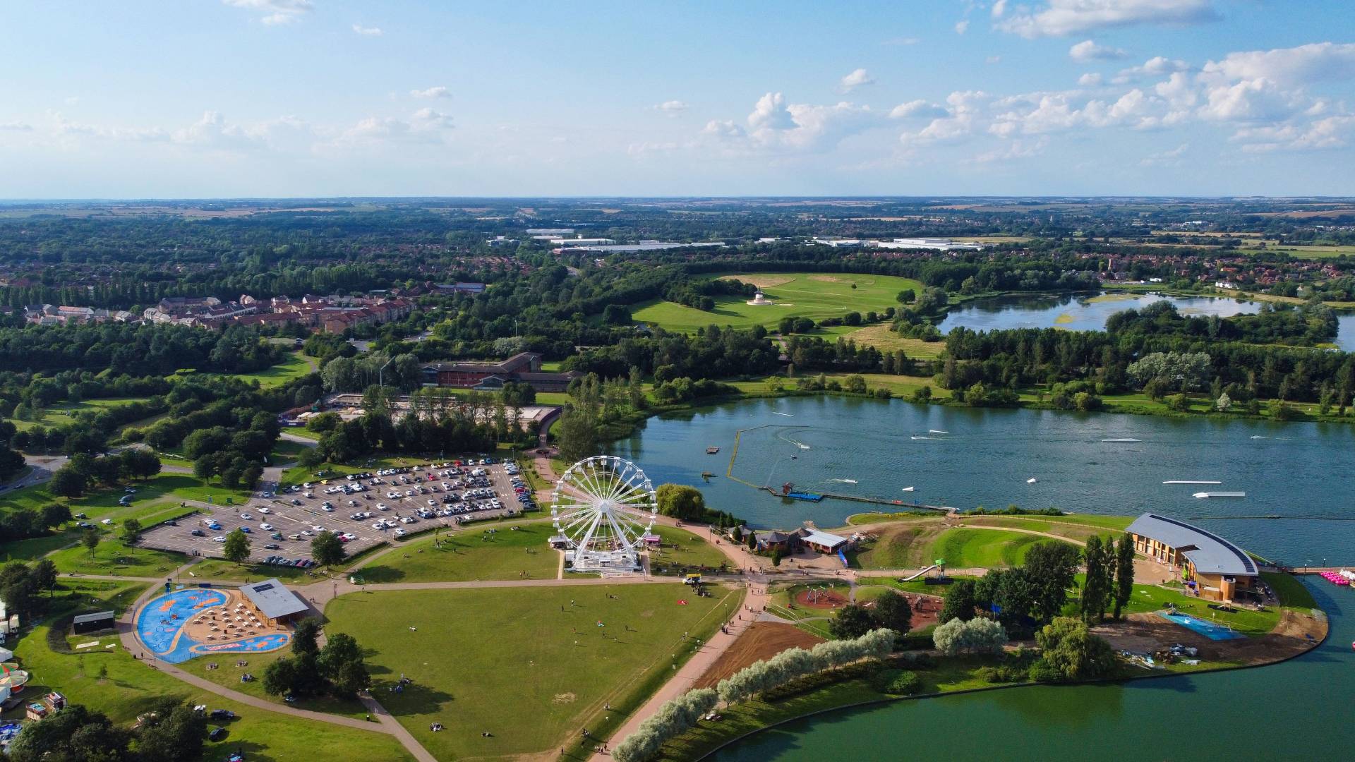Aerial view of Milton Keynes and Willen Lake