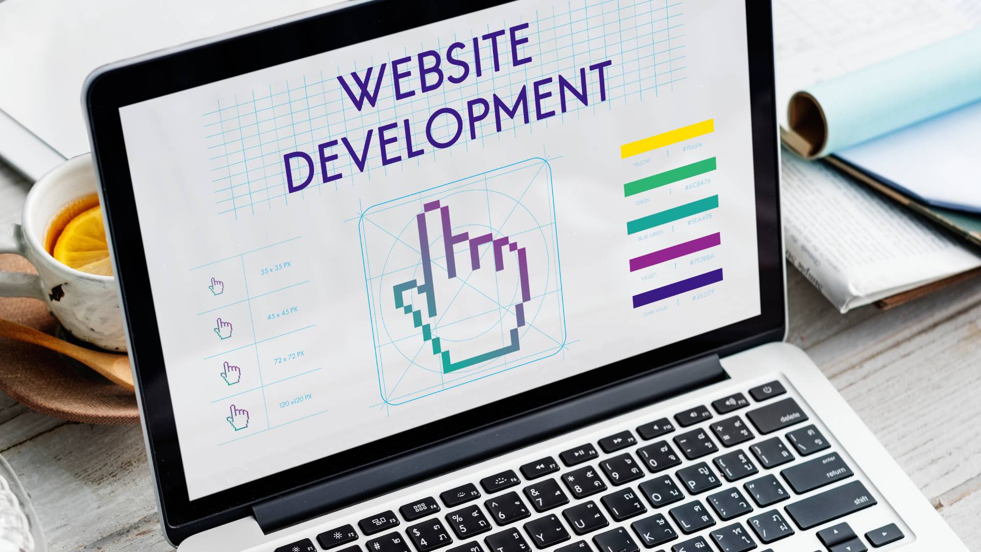 About Launch & Grow Laptop showing a website development graphic