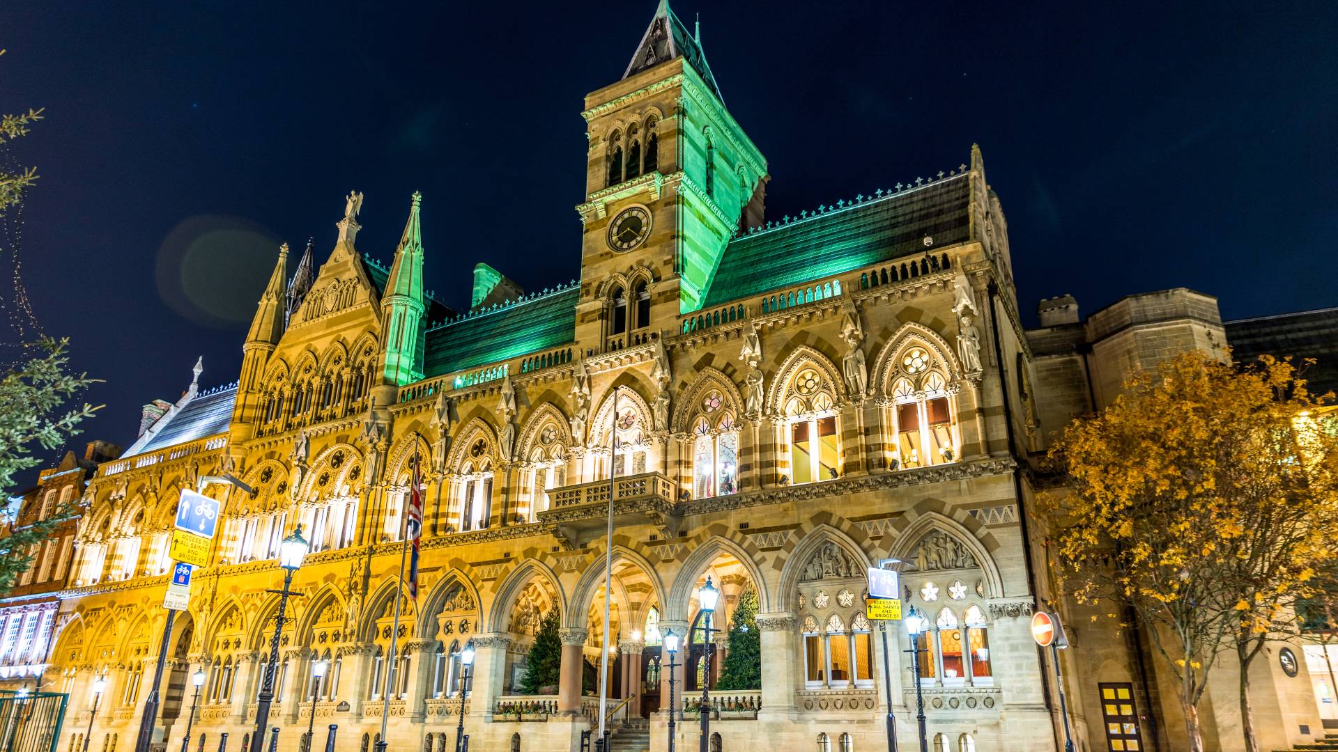 Northampton Eightfold Northampton Guildhall lit up at night